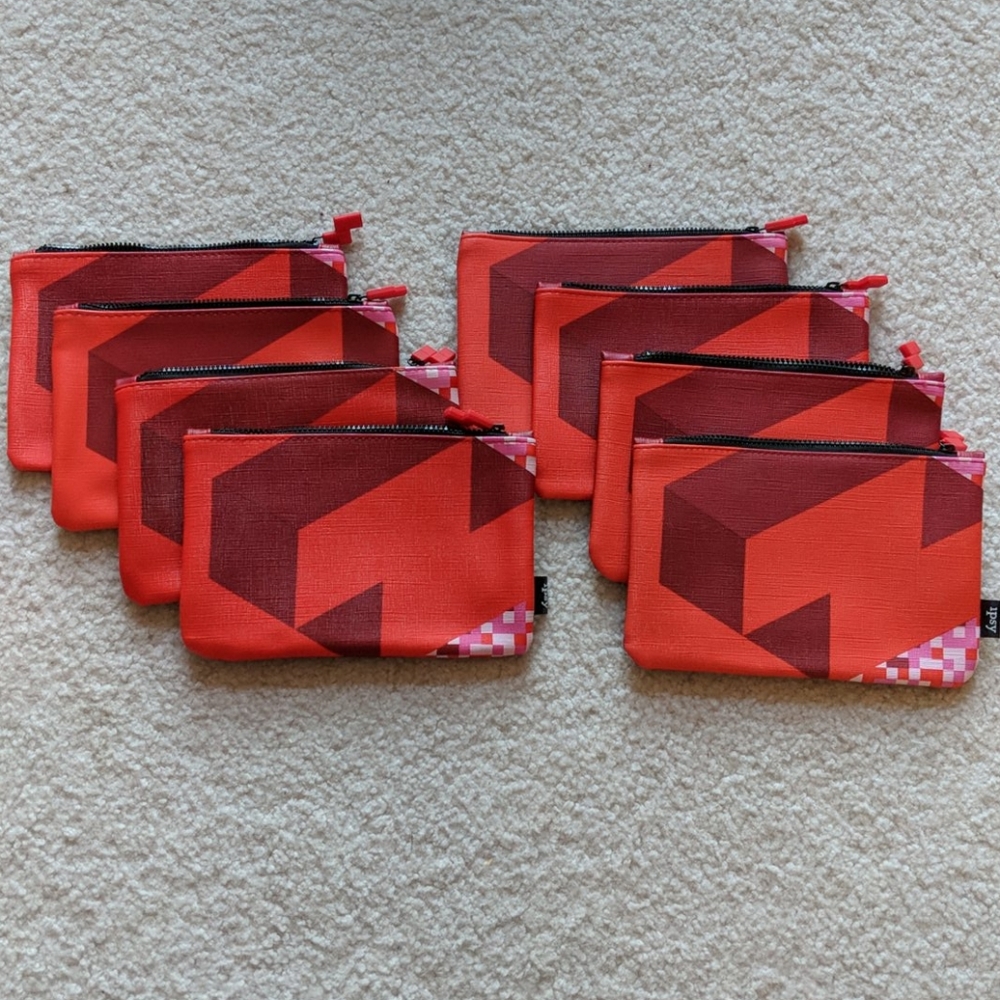 NWOT Lot of 8 Ipsy red Tetris glam makeup bags